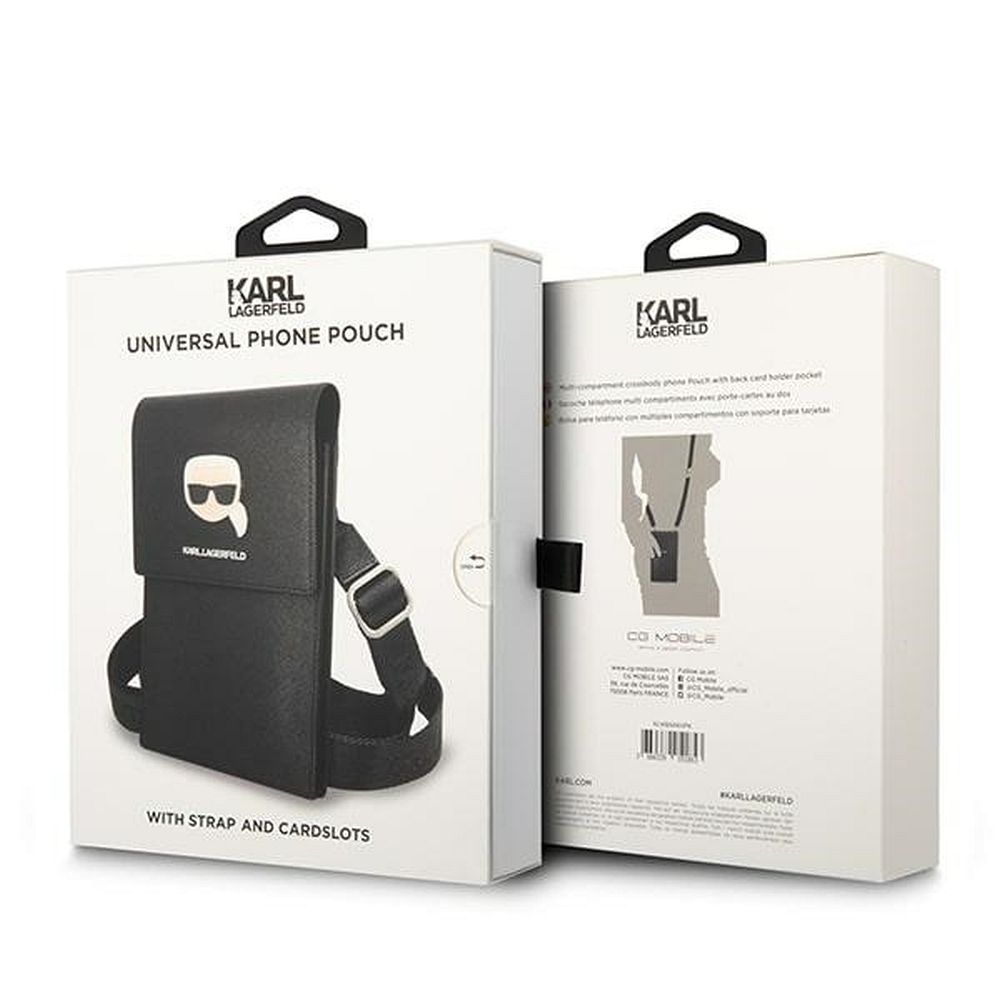 Husa-Geanta Karl Lagerfeld universala 6.1\', pentru telefon, negru -metal